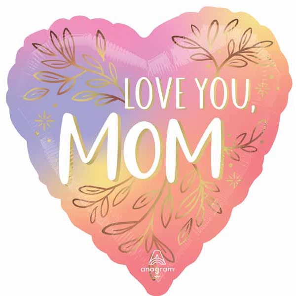 Love You Mom Botanical Jumbo Heart Foil Balloon