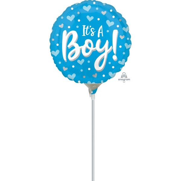 ITS A BOY HRTS DOTS 9" RND A15 MYLAR