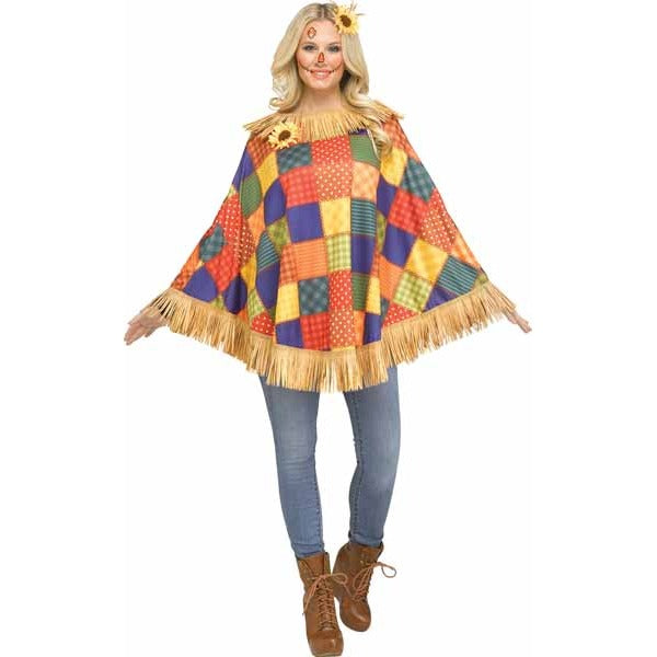 Friendly Scarecrow Adult Costume Poncho, One Size