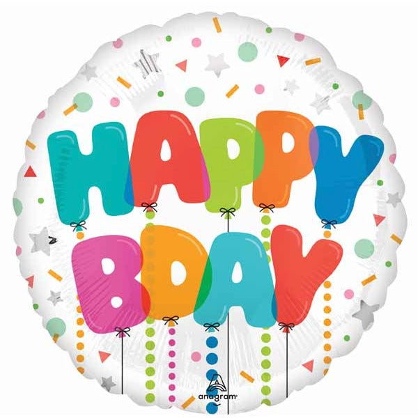 Happy Balloon Bash Happy Birthday 18" Round Foil Balloon