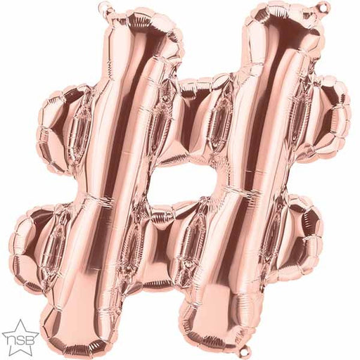 16 Inch Rose Gold Hashtag Symbol Balloon