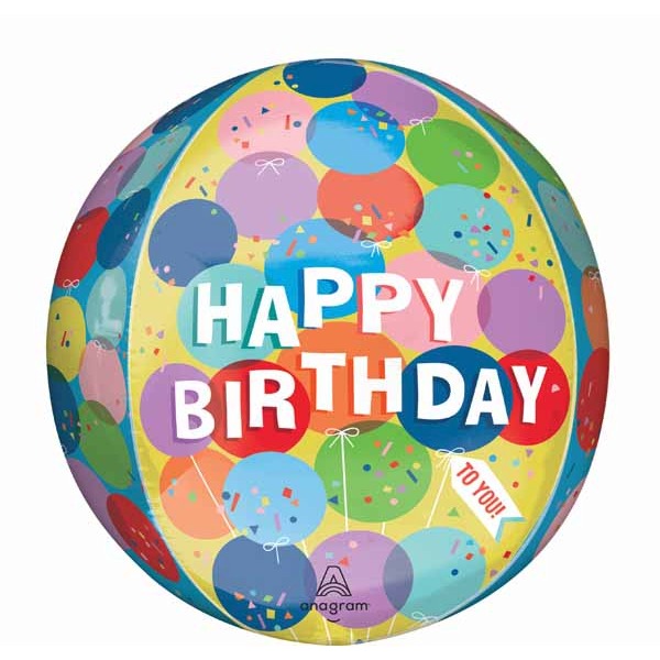 Sunny Balloons Happy Birthday 16" Orbz XL Foil Balloon