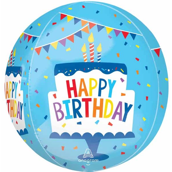 Happy Birthday Tiered Cake 16-Inch Orbz Foil Balloon