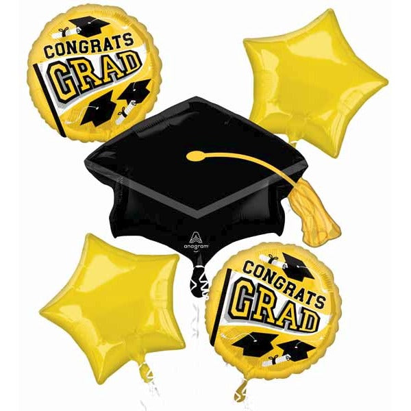 True to Your School Yellow Graduation Foil Balloon Bouquet