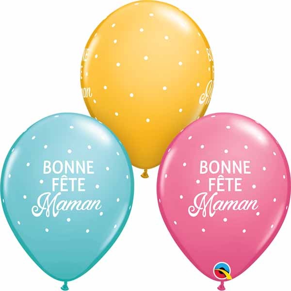 Bonne Fête Maman 11-Inch Printed Latex Balloons, 50 Pack
