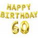 Gold Happy Birthday 60 Balloon Streamer
