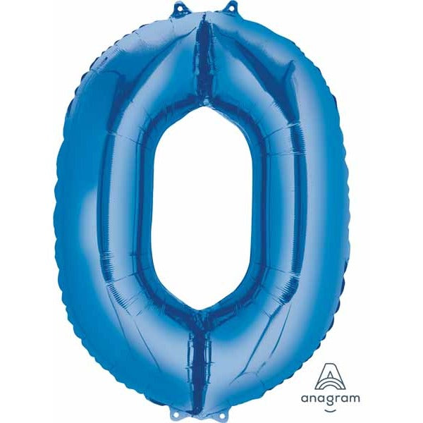 Blue Number 0 Balloon, 26 Inch