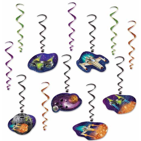 Spaceship Whirls Hanging Decorations, 12 Count