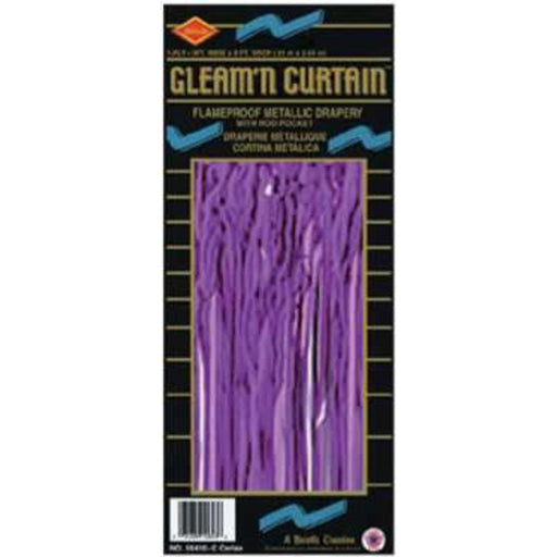 "8'X3' 1 Ply Metallic Curtain In Purple - 1/Pk"