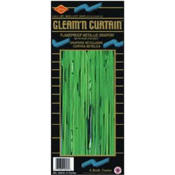 8'X3' Green 1-Ply Metallic Curtain - 1/Pk