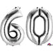 Silver Number 60 Foil Balloon, 34 Inch