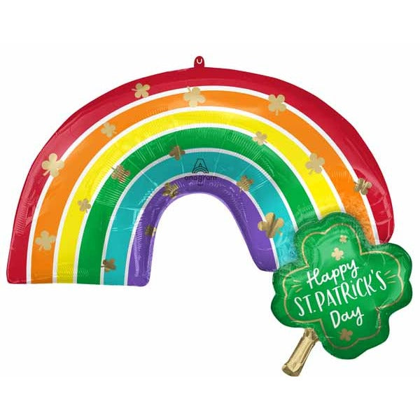 St. Patrick's Day Rainbow Shaped Foil Balloon, 33 Inch