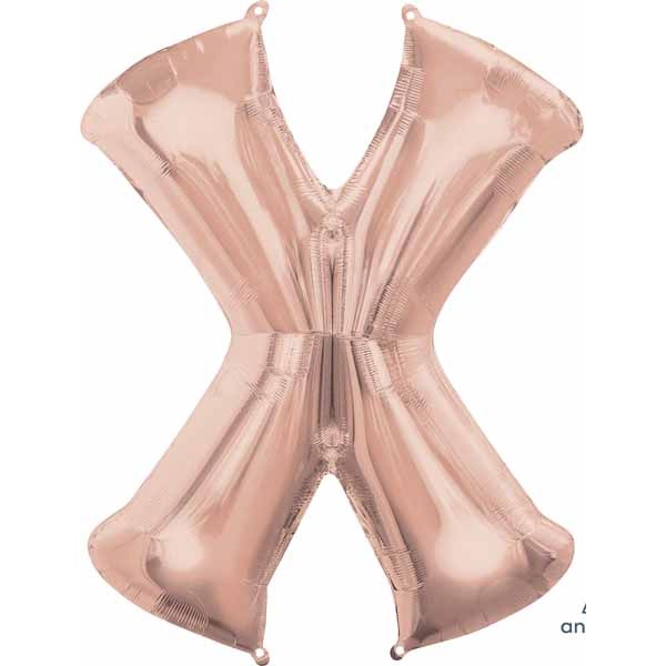 Rose Gold Letter X Balloon, 16 Inch