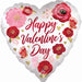 Happy Valentine's Day Painted Flowers 28-Inch Heart Foil Balloon