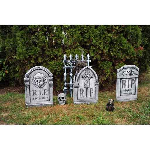 22-Inch Photorealistic Face and Skull Halloween Tombstone