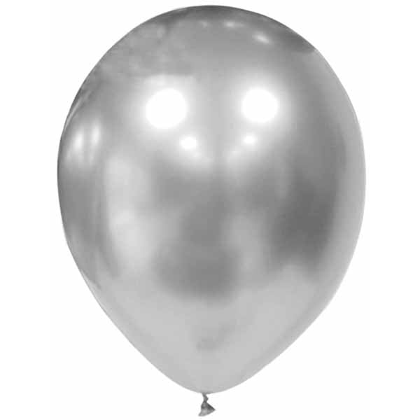 Trico 5-Inch Chrome Silver Latex Balloons, 100 Count
