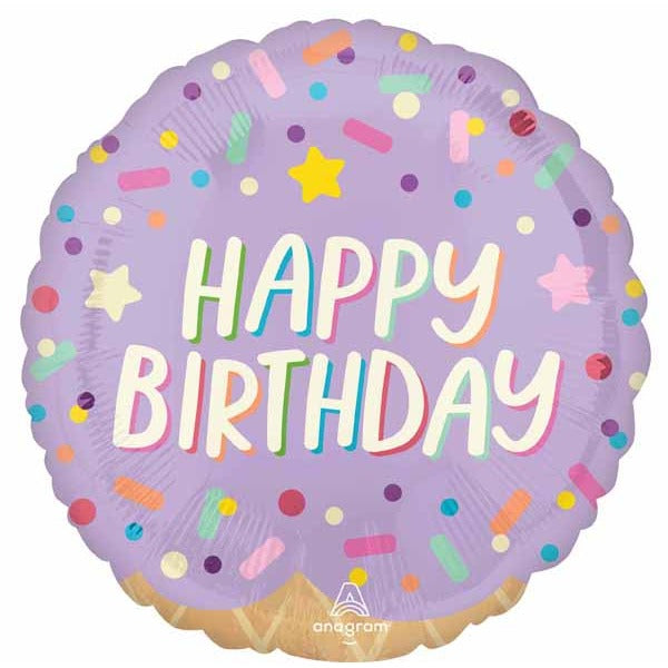 Ice Cream Party Happy Birthday 18" Round Foil Balloon