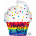Happy Birthday Satin Cupcake 18" Foil Balloon