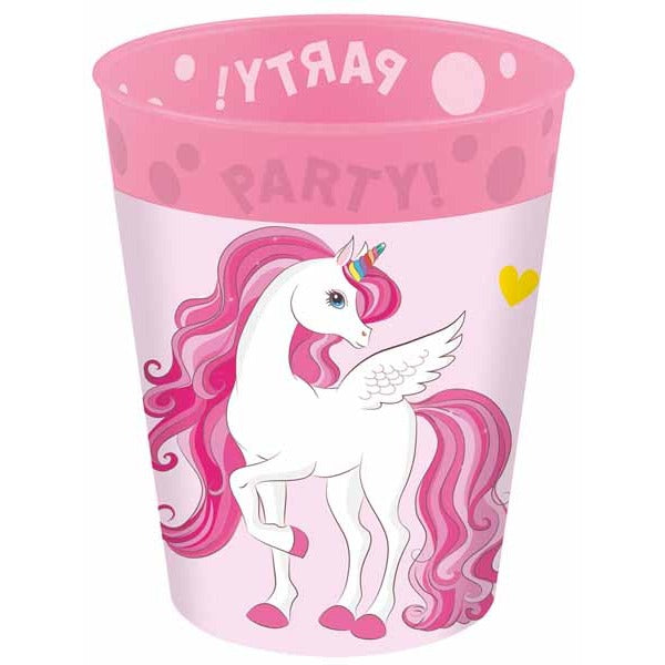 PARTY REUSE CUP 9OZ 4/PK UNICORN RAINBOW