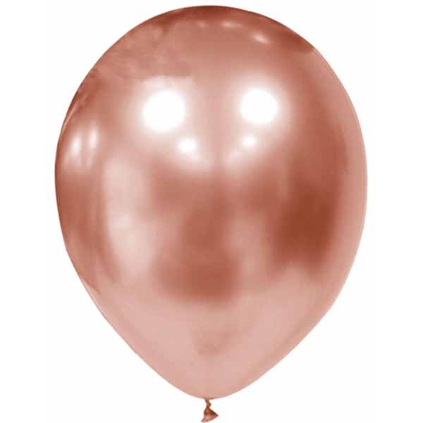 12-Inch Chrome Rose Gold Latex Balloons, 100 Count