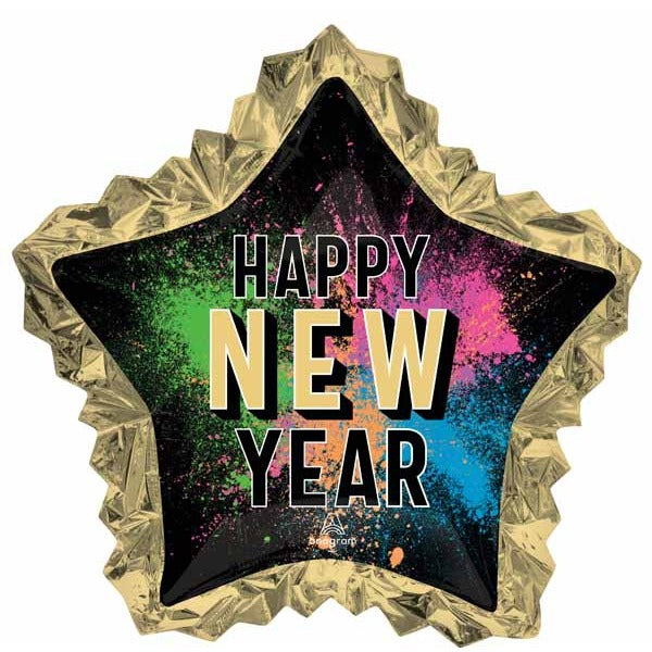Happy New Year Glow Star 34-Inch Foil Balloon