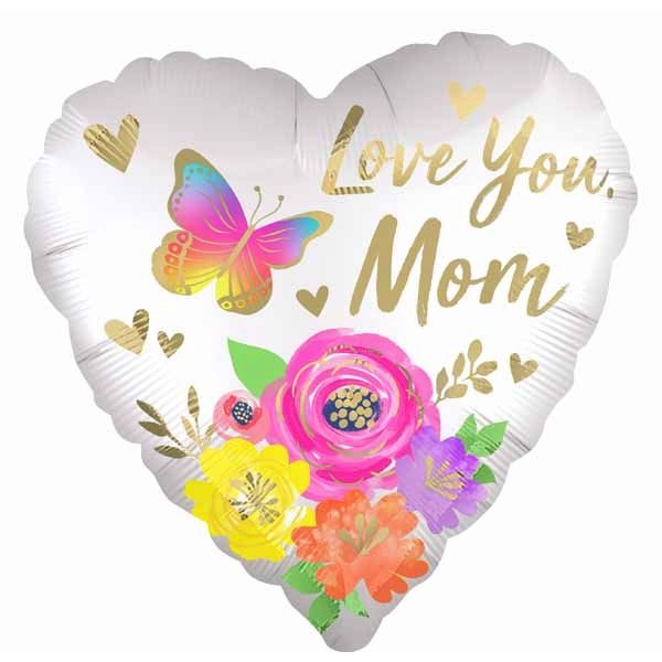 Love You Mom Floral Jumbo Heart Foil Balloon