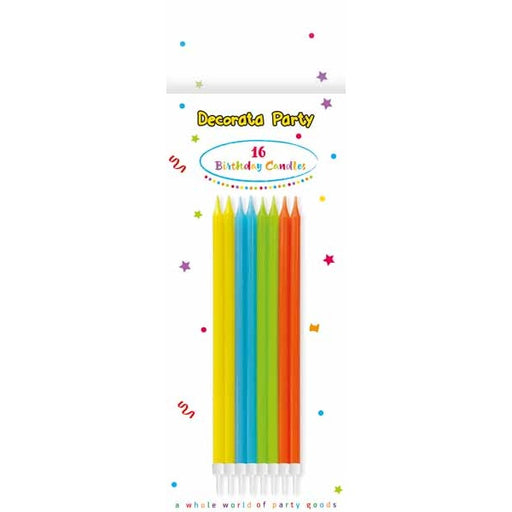 CANDLES 5.7" W/HOLDE RS BRIGHT COLOUR 16P