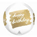 Golden Happy Birthday 16" Orbz Foil Balloon