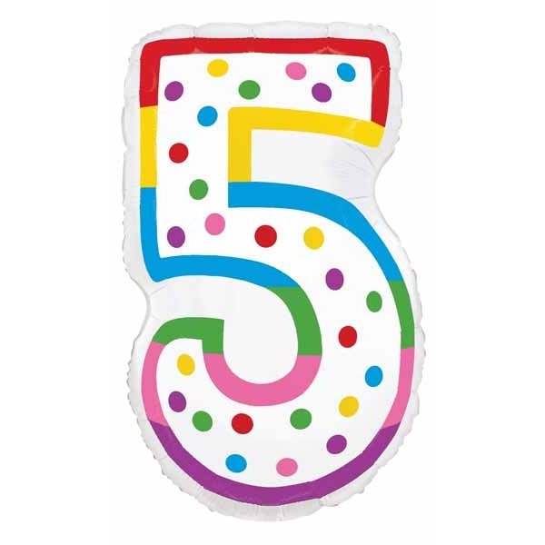 Number 5 Birthday Candle Foil Balloon, 24 Inch
