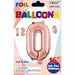 Rose Gold Number 0 Foil Balloon, 16 Inch