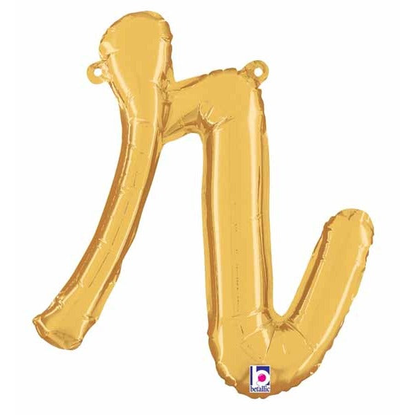 14" Gold Script Letter R Balloon