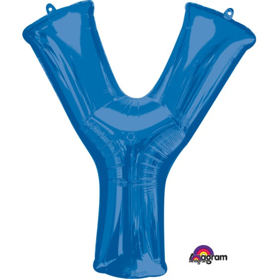 Blue Letter Y Balloon, 34 Inch