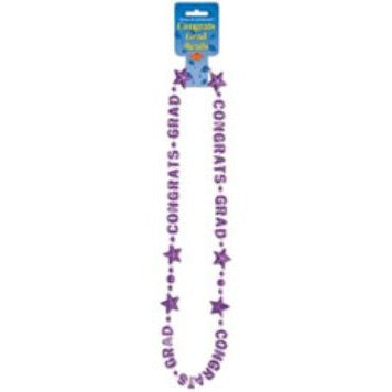 Purple Congrats Grad Bead Necklace, 36 Inches