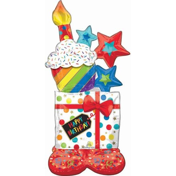 AirLoonz Stacked Birthday Icons Foil Balloon, 55 Inch