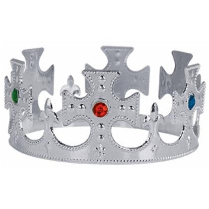 Silver Adjustable Jeweled Plastic King's Crown