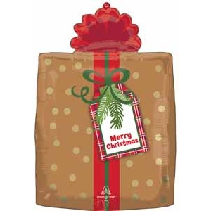 Christmas Plaid Present 18-Inch Foil Balloon