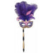 Glittered Feathered Mardi Gras Mask with Stick