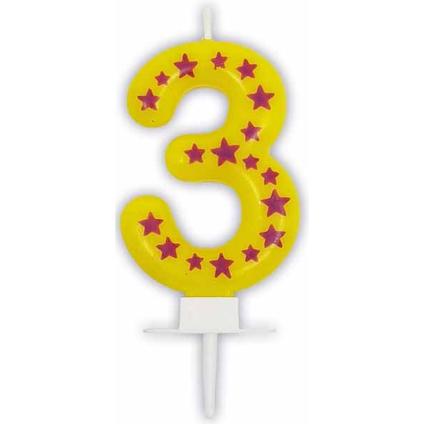 Stars Number 3 Birthday Candle