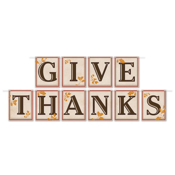 Give Thanks Thanksgiving Pennant Banner