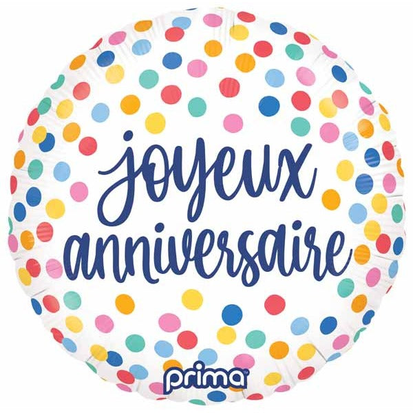 Prima French Birthday Confetti Foil Balloon, 18 Inch