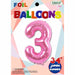 Pink Number 3 Foil Balloon, 34 Inch