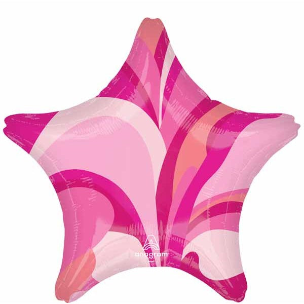 Pink Macro Marble 19-Inch Star Foil Balloon