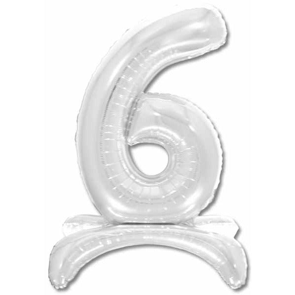 26-Inch Silver Stand Up Number 6 Balloon