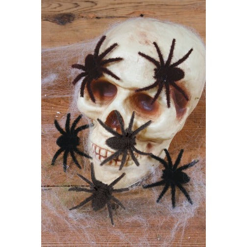 Mini Hairy Spiders Halloween Decorations, 6 Pack