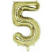 34-Inch White Gold Number 5 Balloon