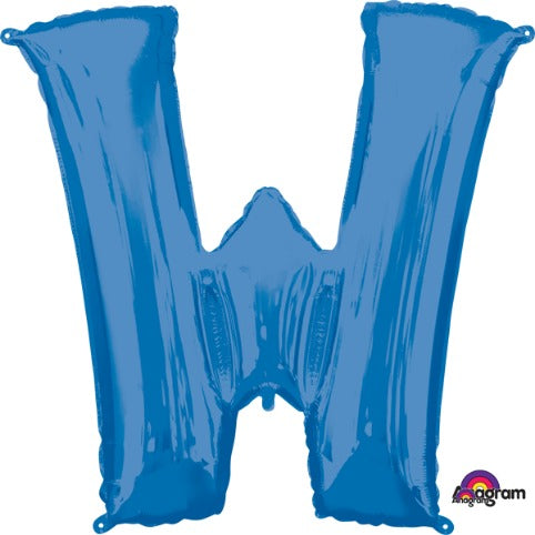 Blue Letter W Balloon, 33 Inch