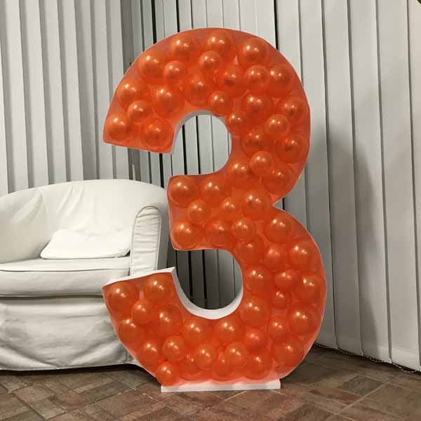 120 cm Number 3 Balloon Mosaic Frame
