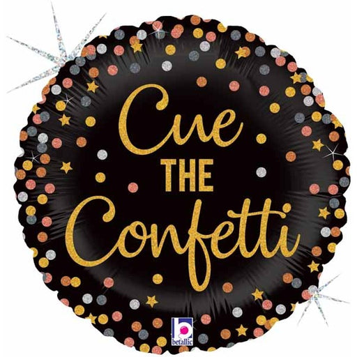 Cue the Confetti 18-Inch Round Holographic Foil Balloon