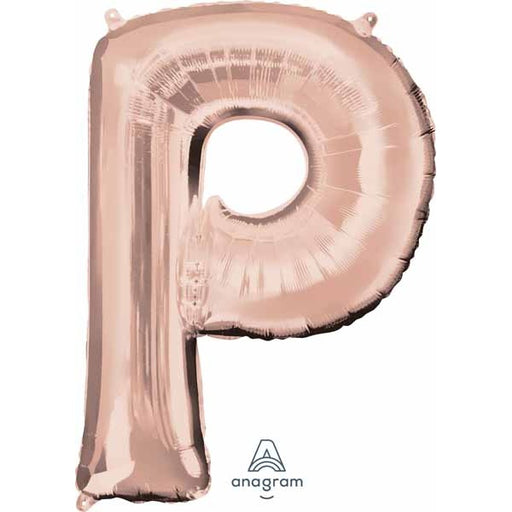 Rose Gold Letter P Balloon, 32 Inch