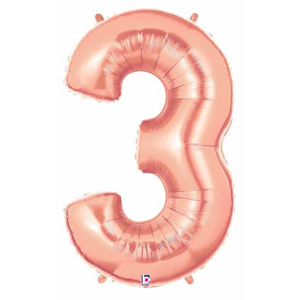 Megaloon 34-Inch Rose Gold Number 3 Balloon